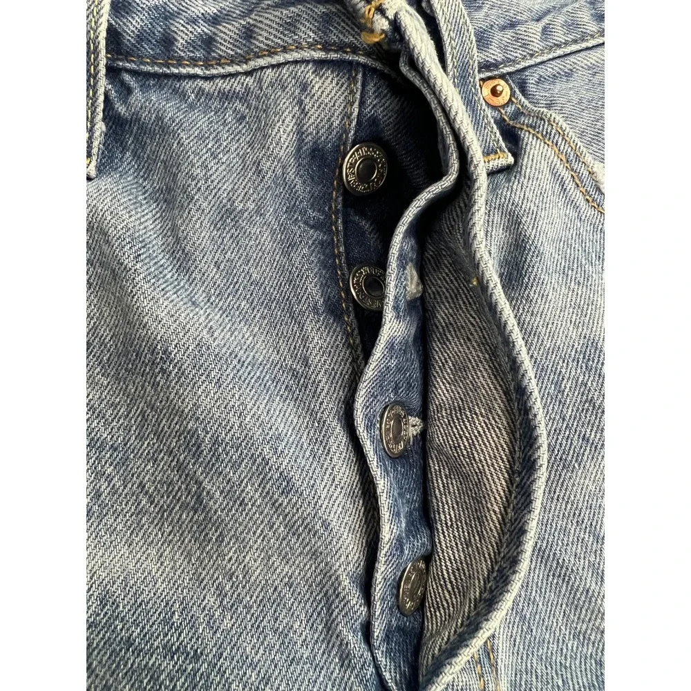 Levi's 501 Original‎ Cut Off Shorts Women 29 Blue Distressed Denim High Rise F1